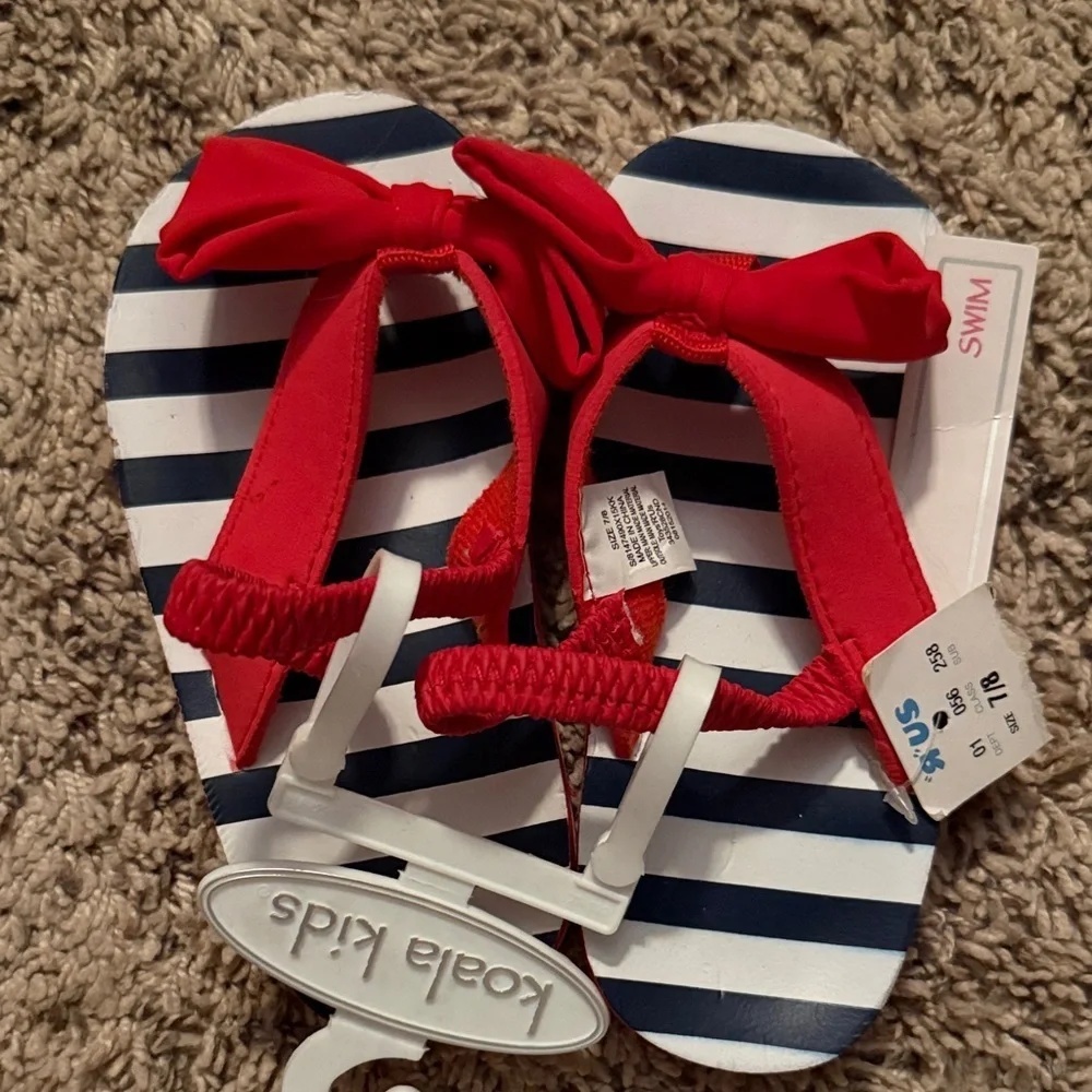 Koala Kids Swim adorable bow flip flops & Carter's Star-Embroidered White Socks